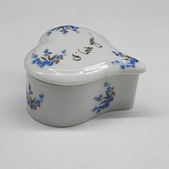 Lefton Trinket Box Heart Shaped "I Love You" Hand Painted Ceramic 2" - Picture 9 of 10